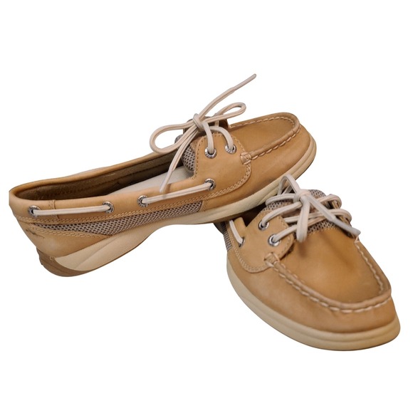 Sperry Shoes - Sperry Top-Sider 6M Boat Shoes Leather Tan Casual‎ Lace Up Deck Shoes 9773581